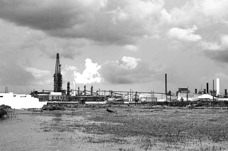Caroline Sinders, Oil, 01 (2019—): Dystopian landscapes of vague Antonionian reminiscence. In her series 'Oil', Sinders reflects on the role of infrastructure in our lives, photographing and sketching a selection of refineries, and oil and water processing plants in New Orleans and Berlin. With 'Oil, 01', images are run through computer vision systems and then altered, becoming less readable by machines.